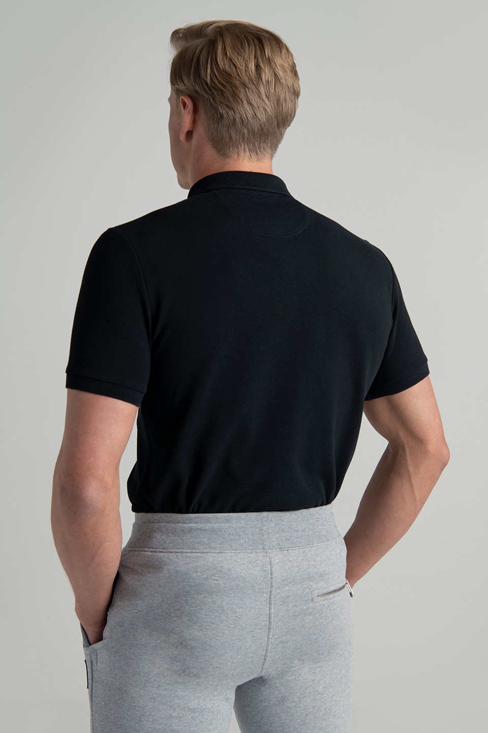 Monogram Baskı Detaylı Polo T-Shirt - Black