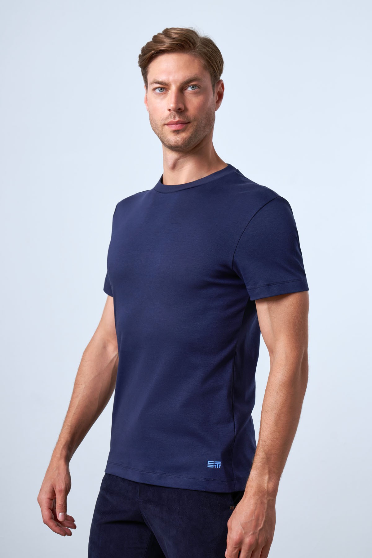 Men's Slim Fit Crew Neck T-Shirt - Navy Blue