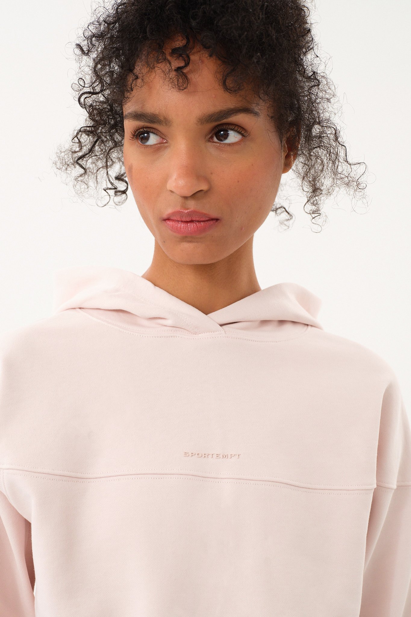 Crop Kadın Hoodie - Toz Pembe