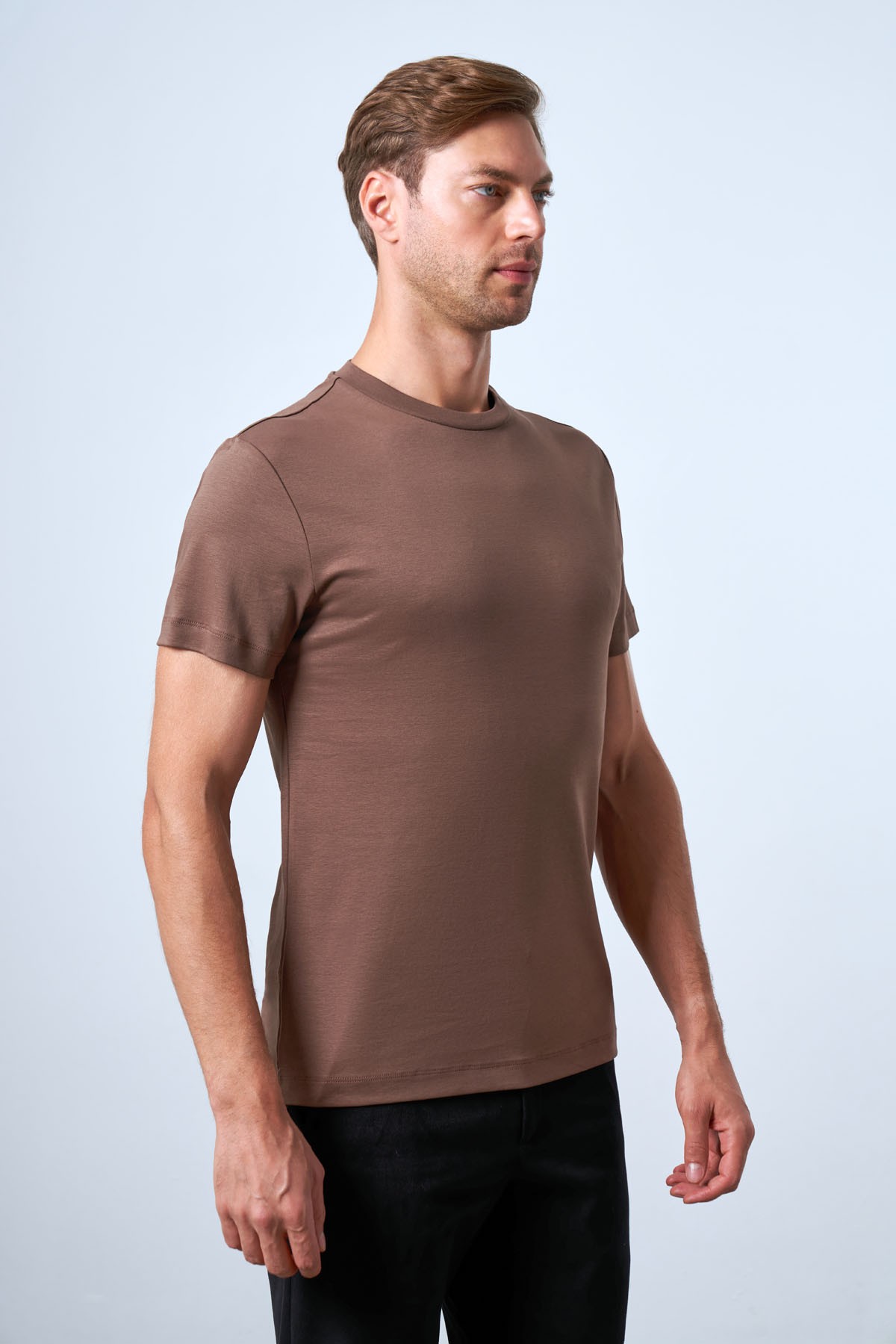 Men's Slim Fit Crew Neck T-Shirt - Brown