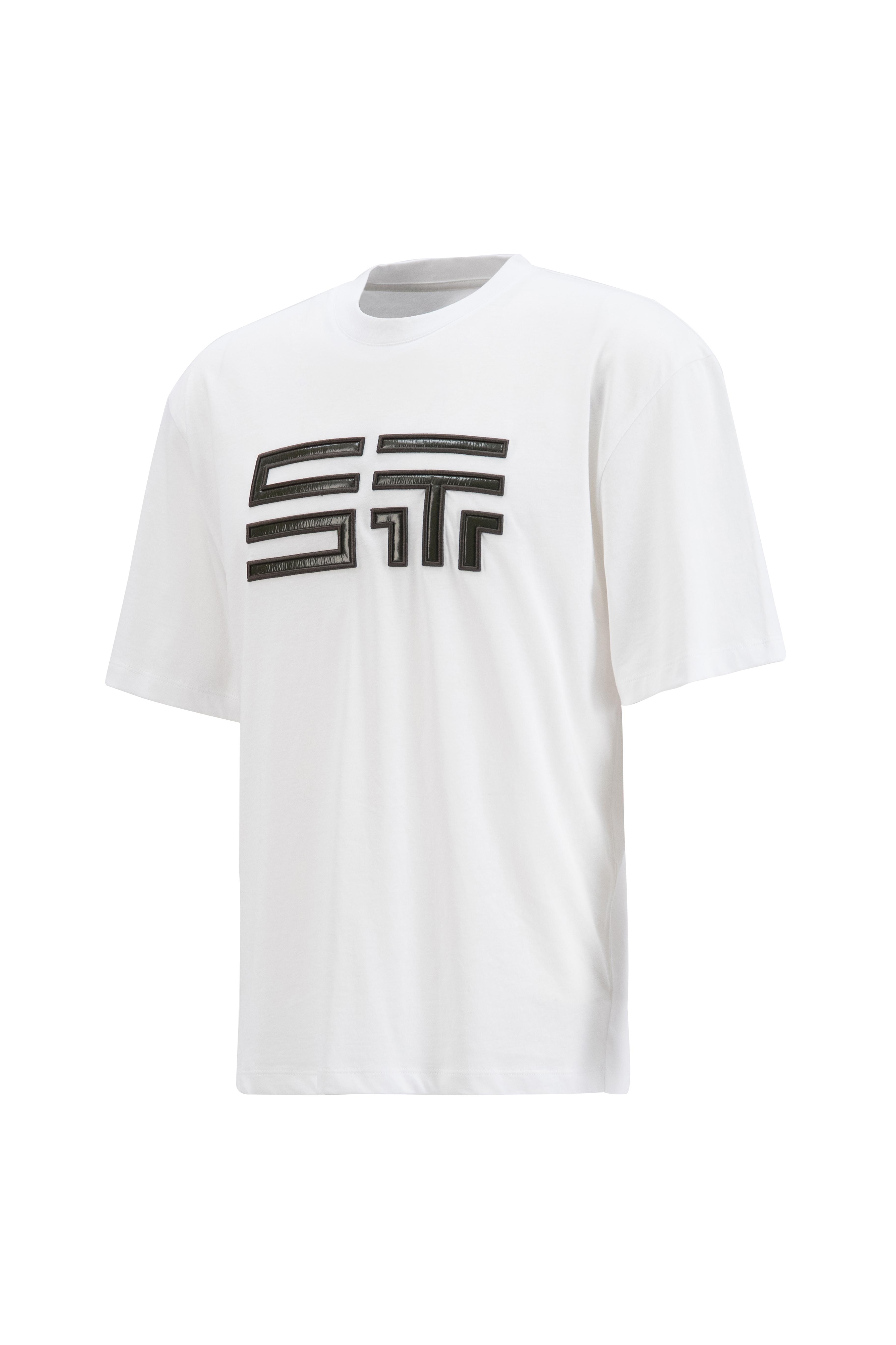 Dokuma Kumaş Nakış Detaylu T-Shirt - White