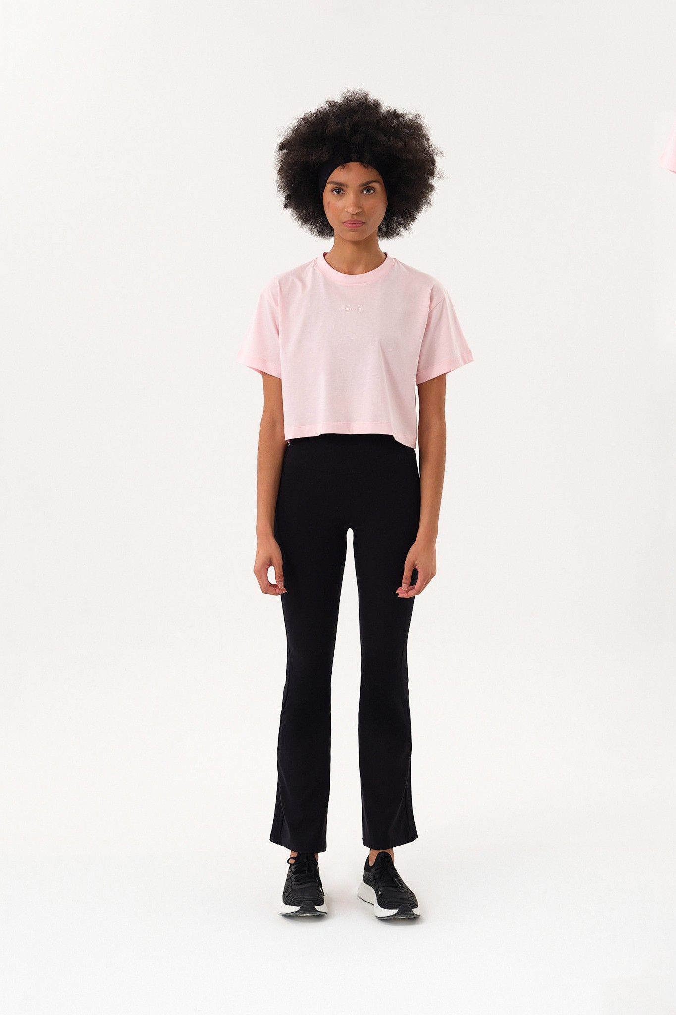 Bisiklet Yaka Kadın Crop T-Shirt - Pembe
