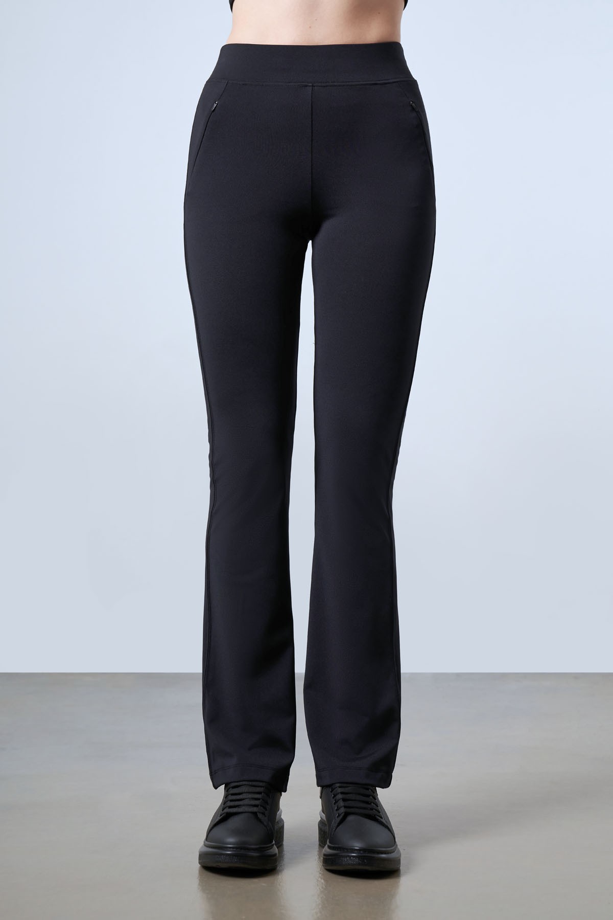 Women's Zipper Detail Velvet Flared Pants