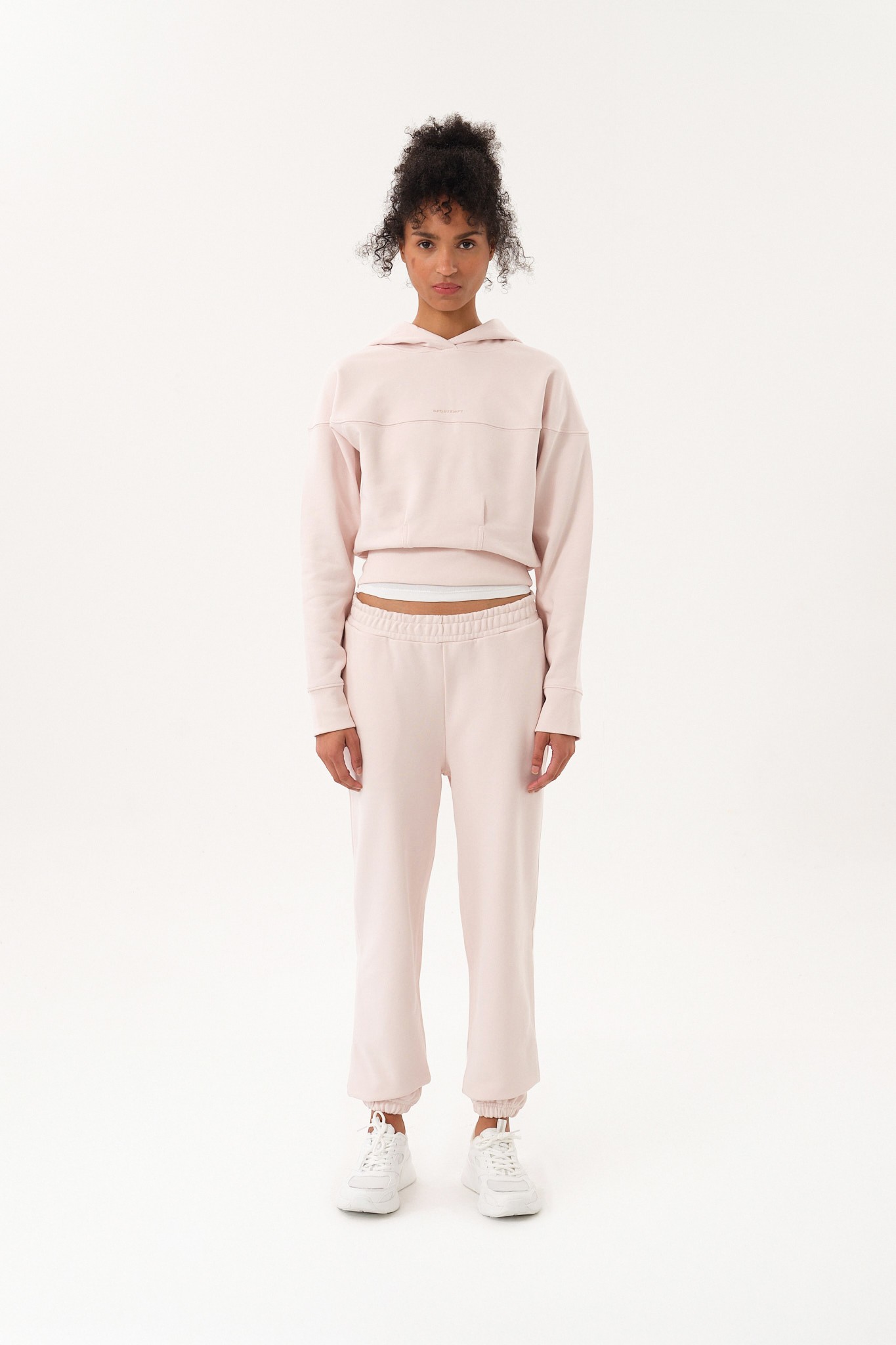 Crop Kadın Hoodie - Toz Pembe