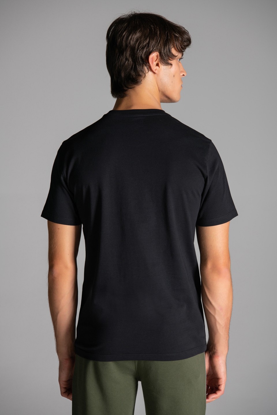 ST Monogram Jel Baskı Detaylı T-Shirt - Black-Khaki