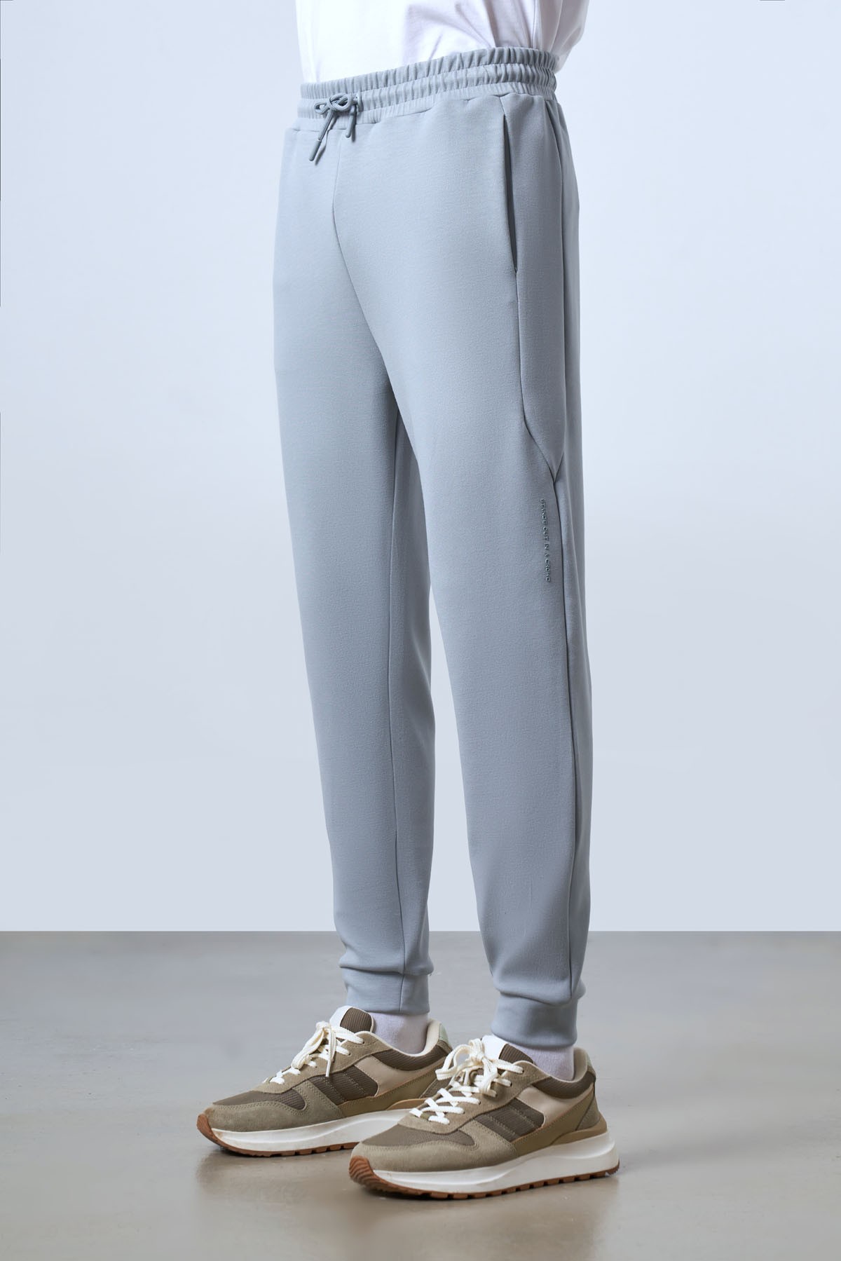 Men's Cuffed Sweatpants with Side Stripes and Elastic Waistband