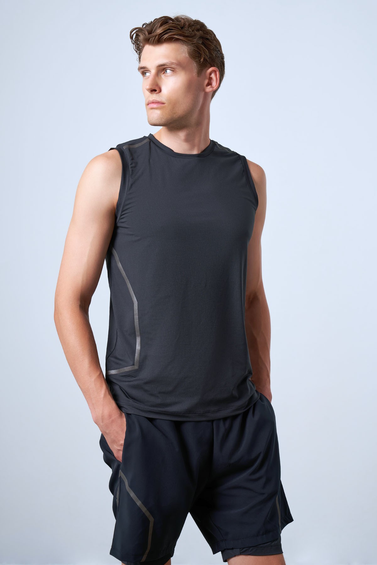 Erkek Fit Bisiklet Yaka Atlet