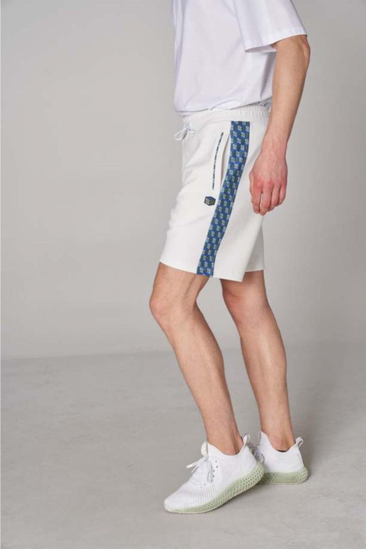 Iconic Monogram and Cubic Detail Relaxed Fit Shorts - White