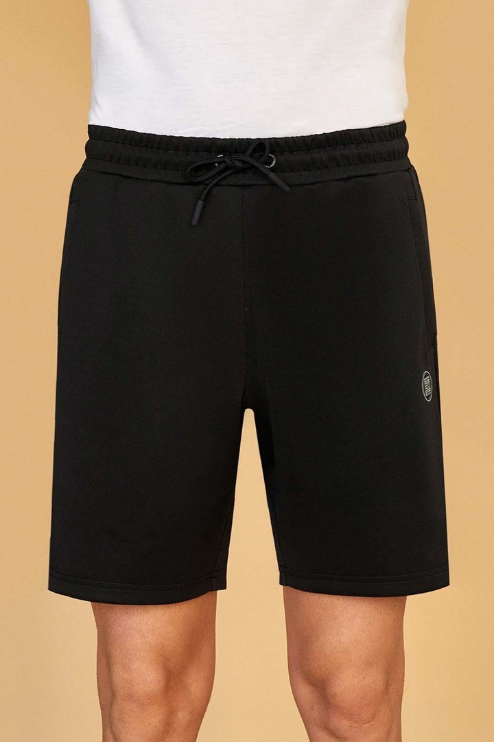 İkonik Monogram Ve Kübik Detaylı Relaxed Fit Şort - Siyah