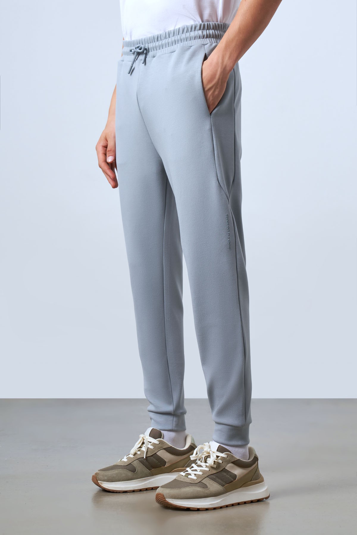 Men's Cuffed Sweatpants with Side Stripes and Elastic Waistband