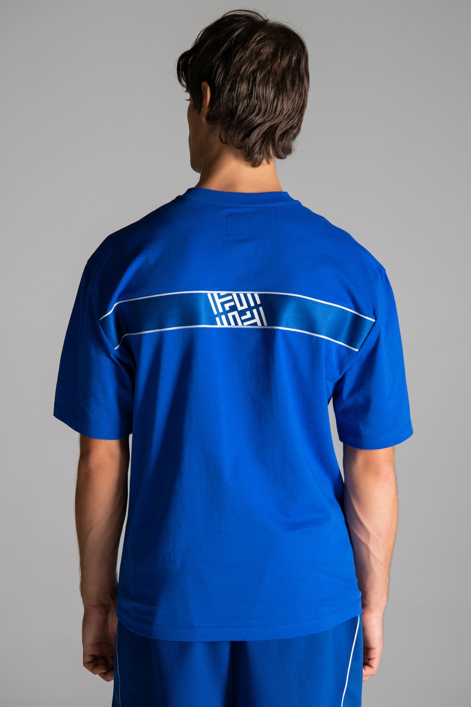 Monogram Şerit Detaylu T-Shirt - Sax