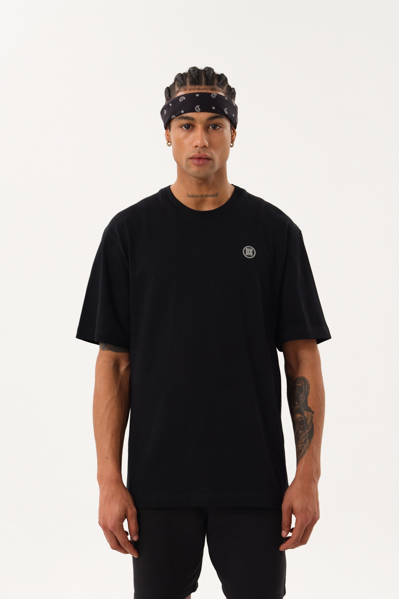 Erkek Oversize Bisiklet Yaka T-Shirt - Black