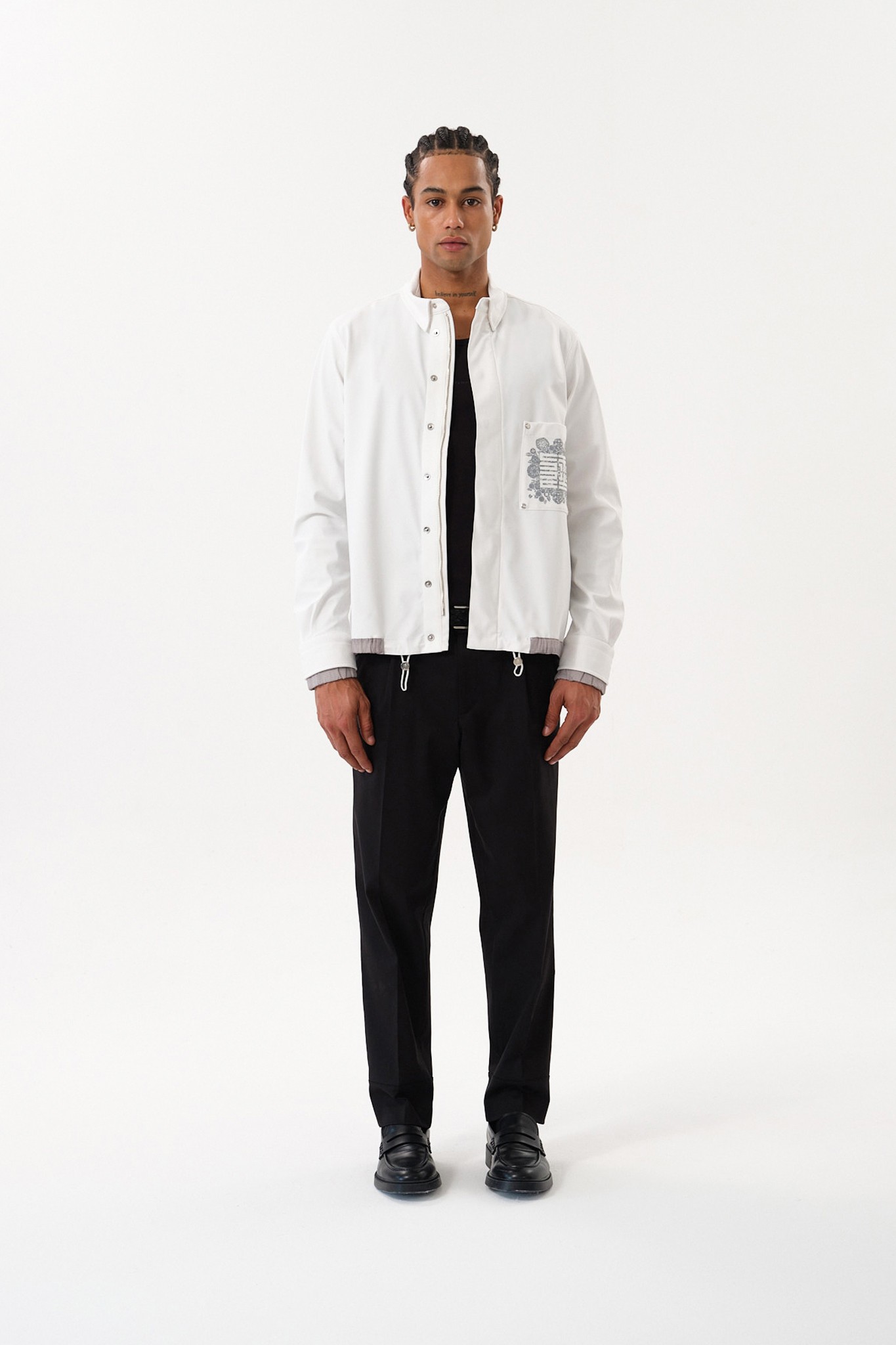 Modern Fit Jacket with Printed Pocket Detail - White