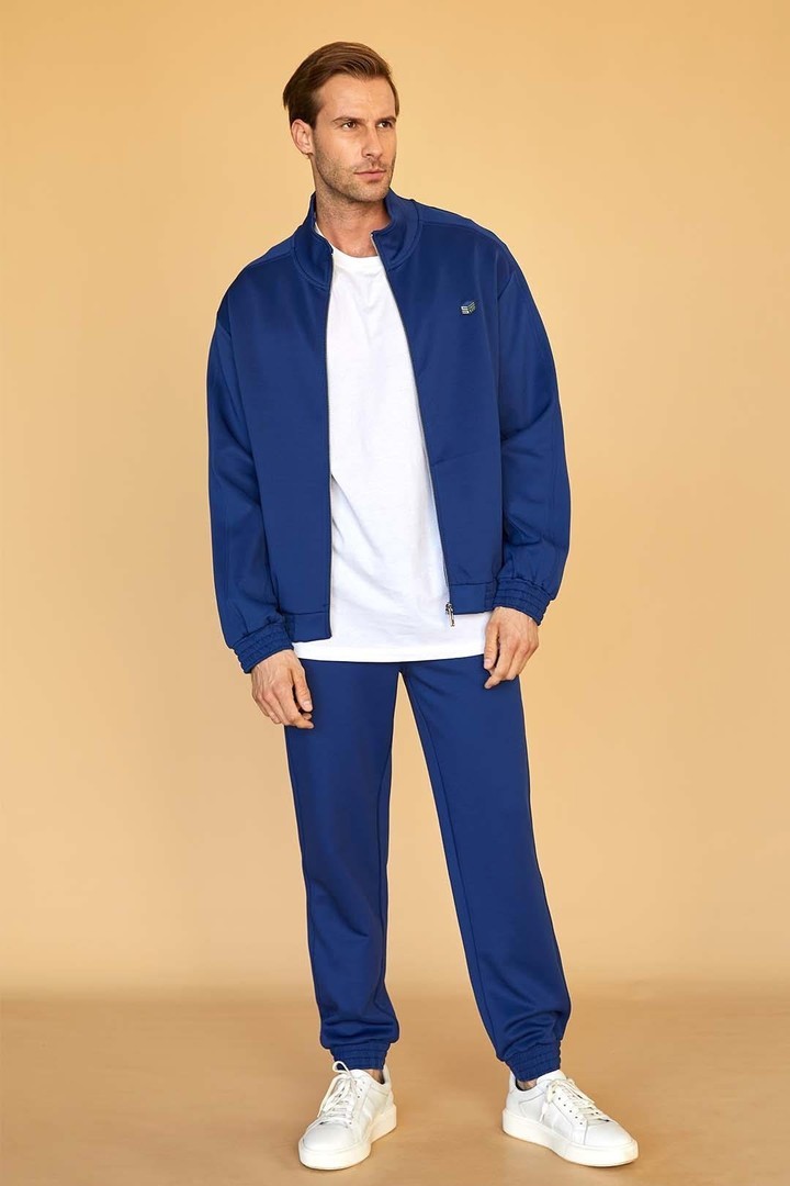 İkonik Arma Detaylı Modern Fit Eşofman Üstü - Lacivert
