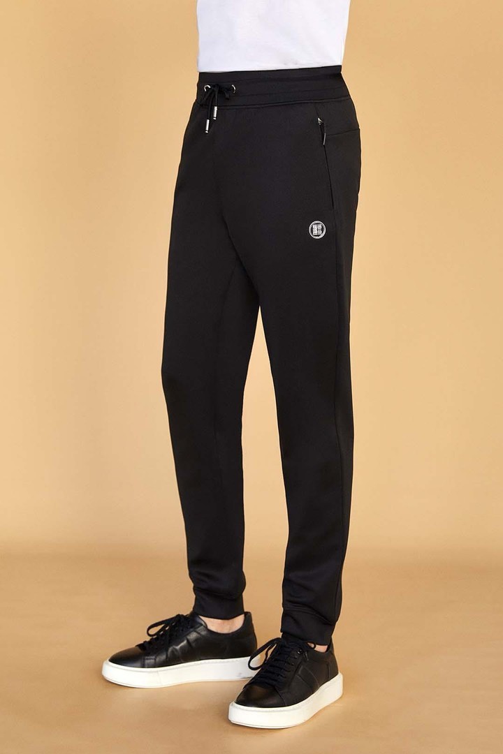 Iconic Cubic Detail Relaxed Fit Sweatpants - Black