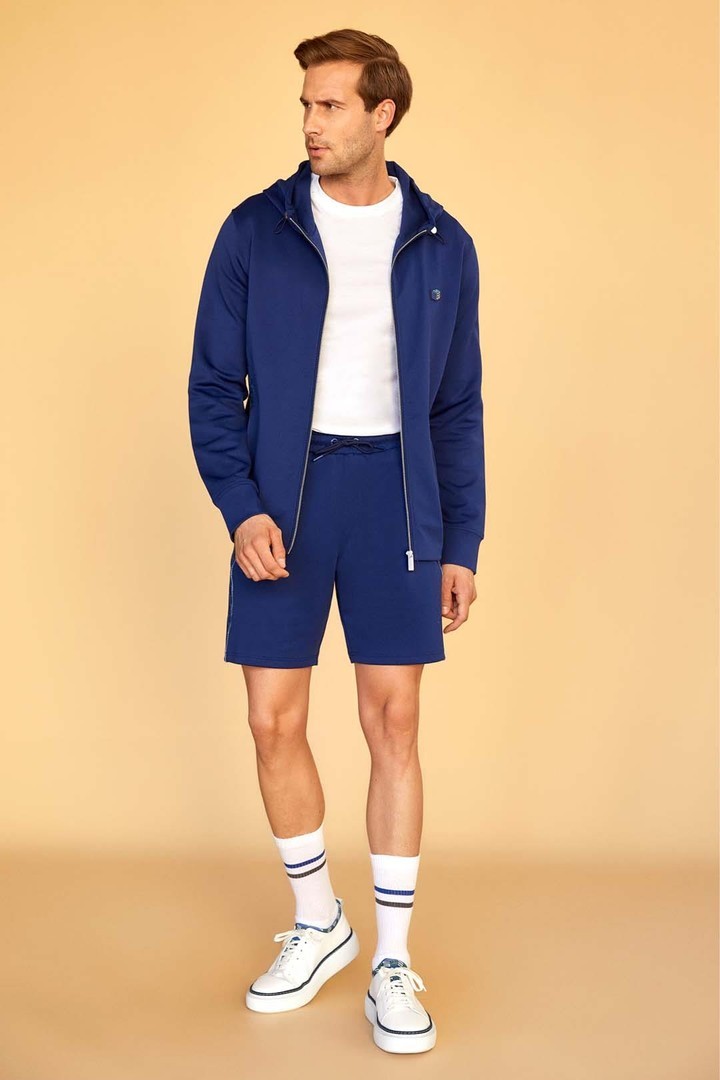 İkonik Monogram Ve Kübik Detaylı Relaxed Fit Şort - Lacivert