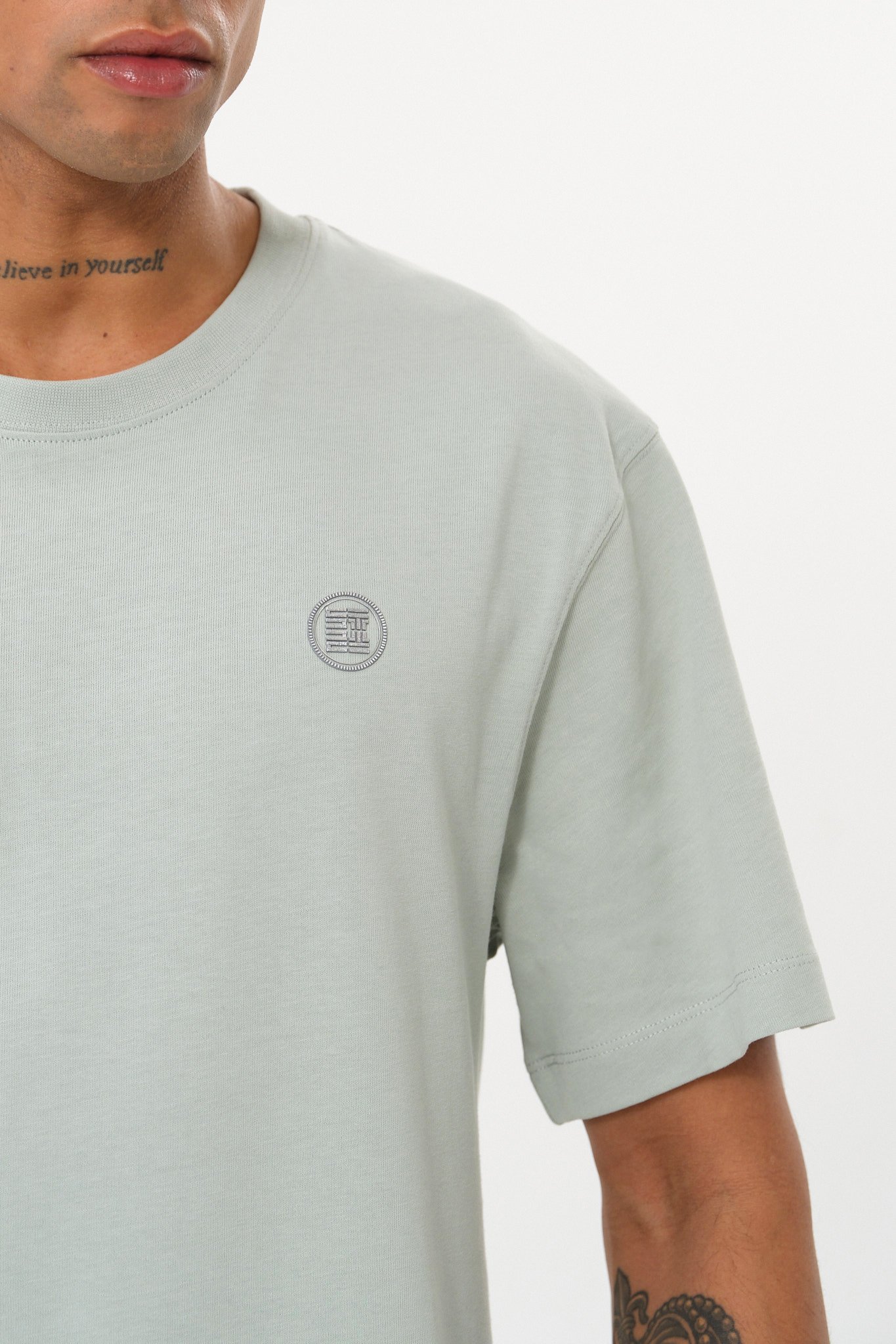Erkek Oversize Bisiklet Yaka T-Shirt - Açık Yeşil
