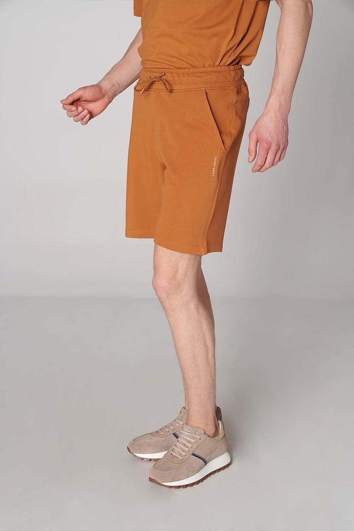 Yan Sportempt Nakış Detaylı Relaxed Fit Şort - Hardal