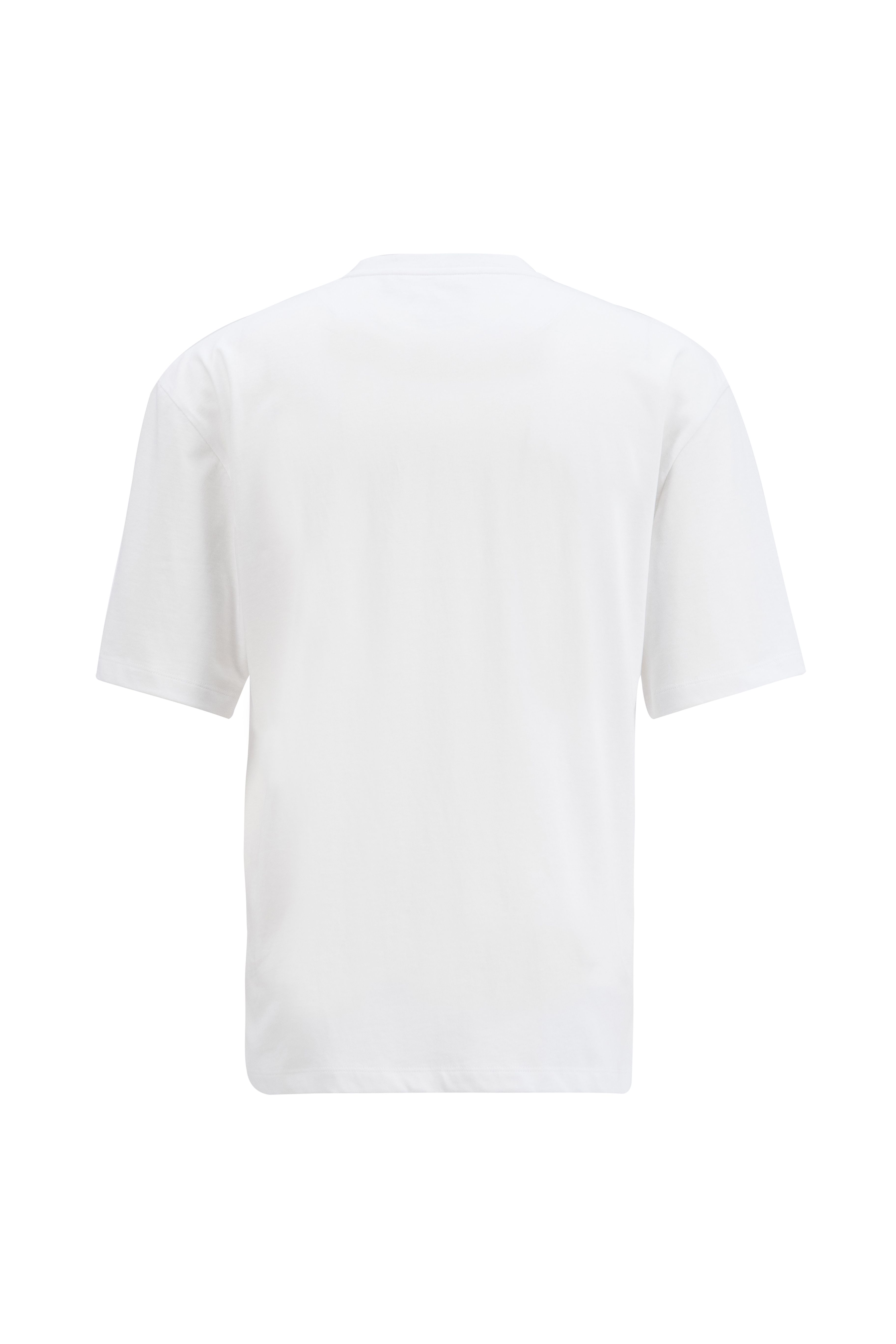 Dokuma Kumaş Nakış Detaylu T-Shirt - White