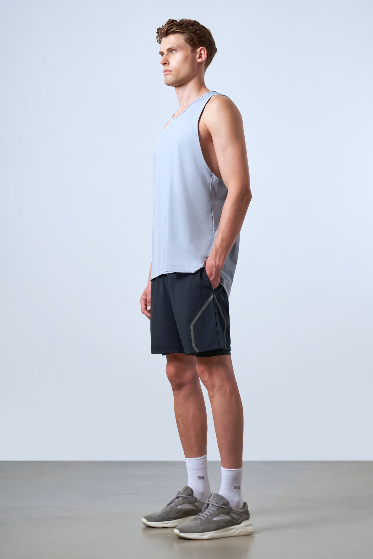 Men's Crew Neck Sports Tank Top - Gray