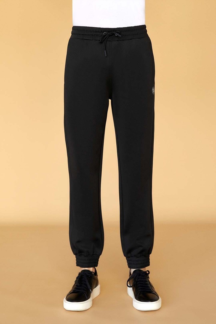 İkonik  Monogram Detaylı Modern Fit Eşofman Altı - Siyah