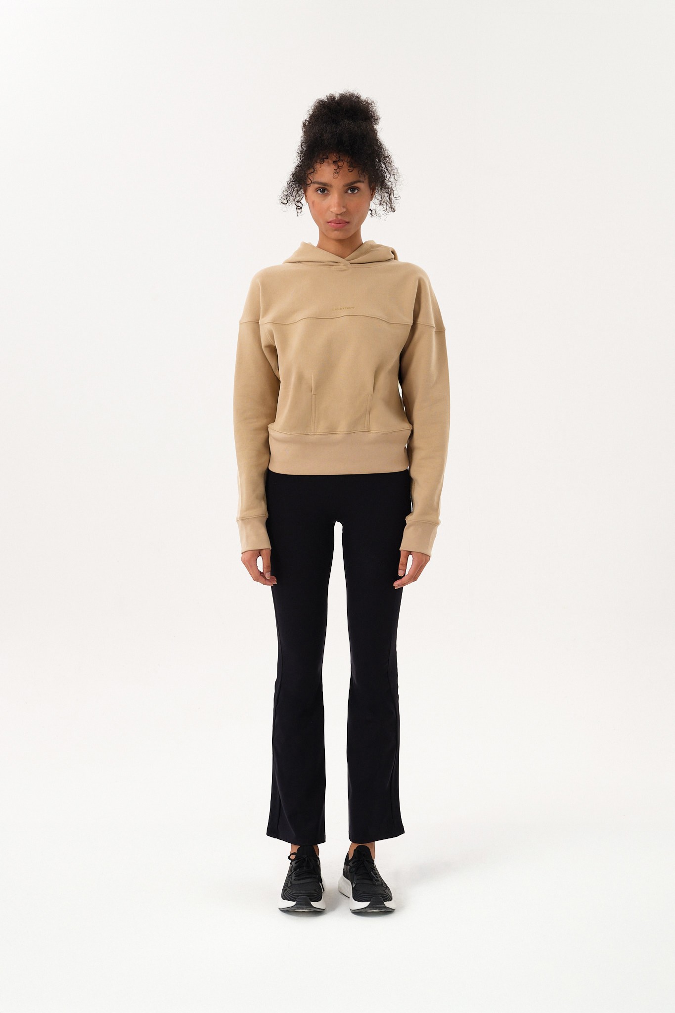 Crop Kadın Hoodie - Bej