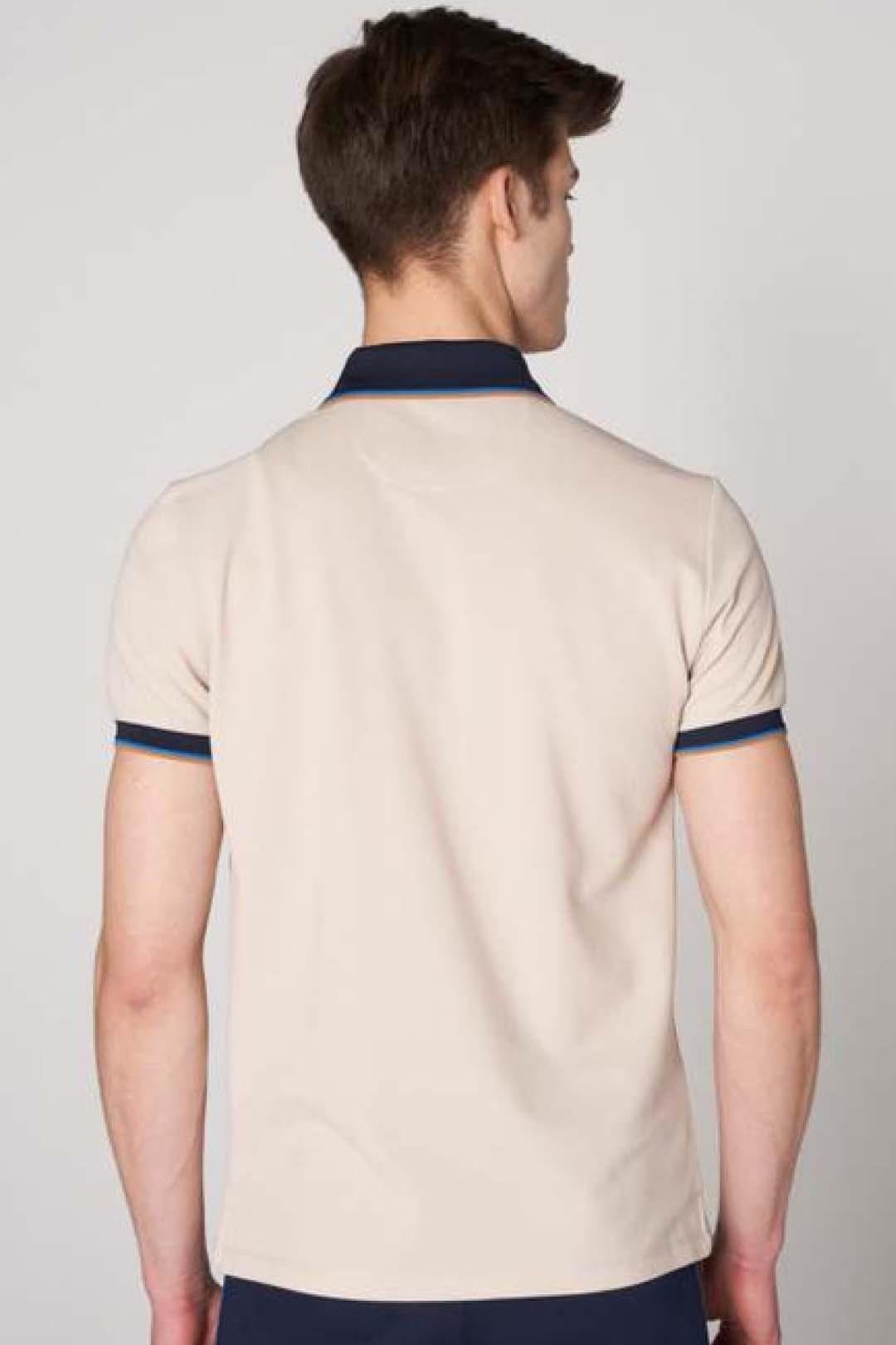 Zip-Up Modern Fit Polo Neck with Collar and Sleeve Details - Ecru