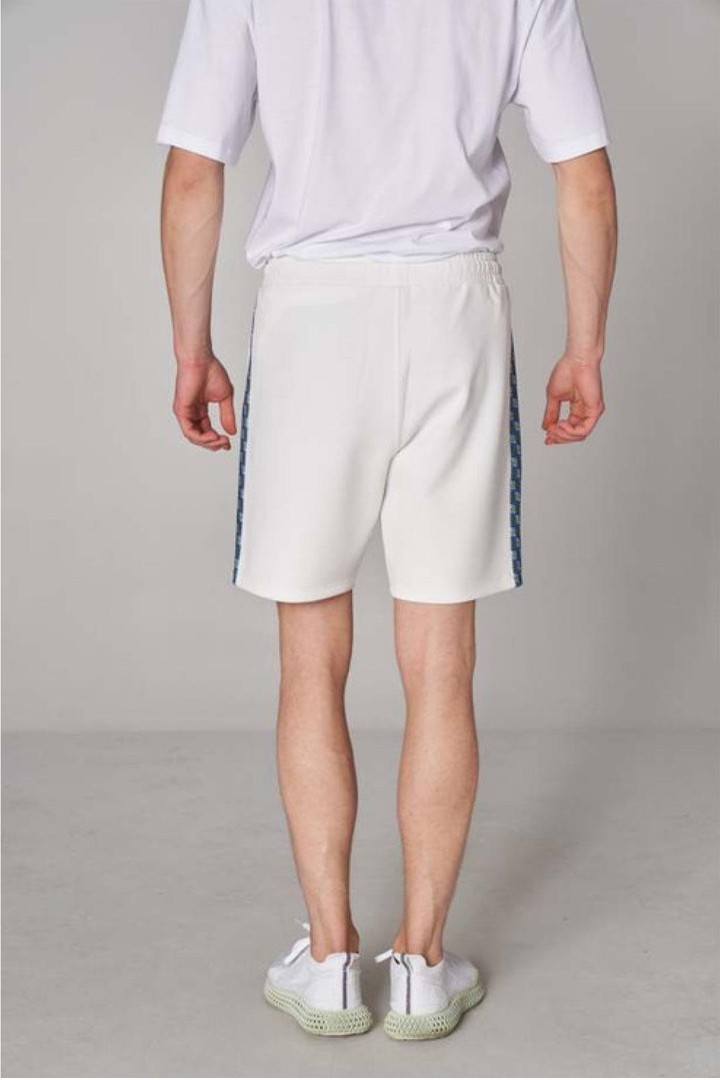 Iconic Monogram and Cubic Detail Relaxed Fit Shorts - White