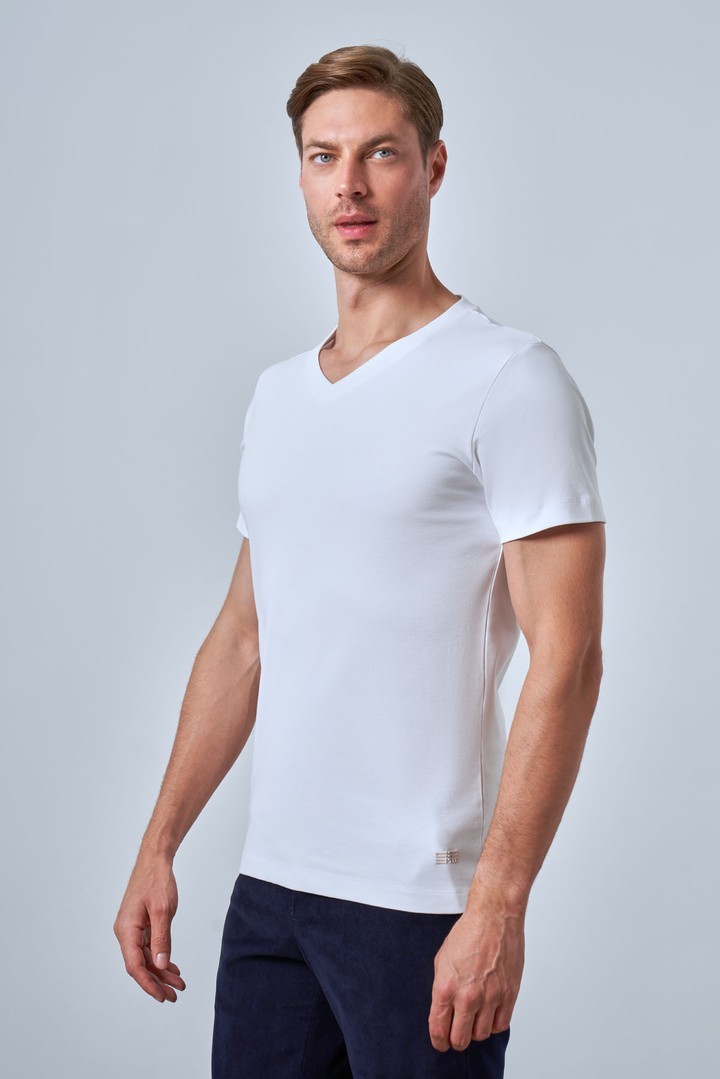 Erkek V Yaka Slim Fit Tshirt