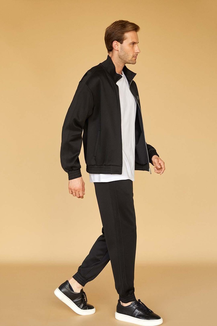 İkonik  Monogram Detaylı Modern Fit Eşofman Altı - Siyah