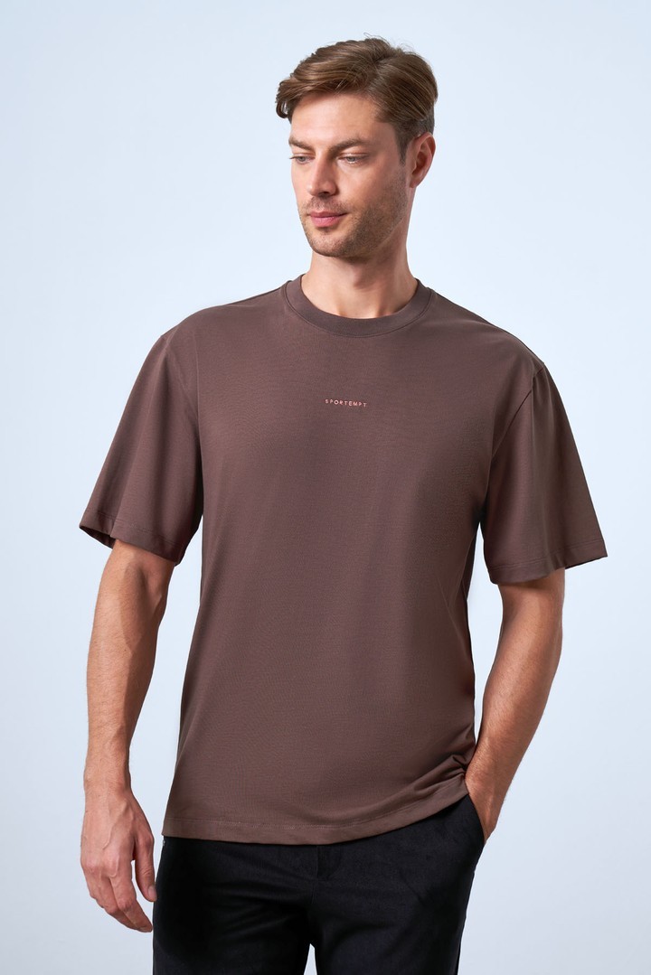 Men's Basic Relaxed Fit Cotton T-Shirt - Brown