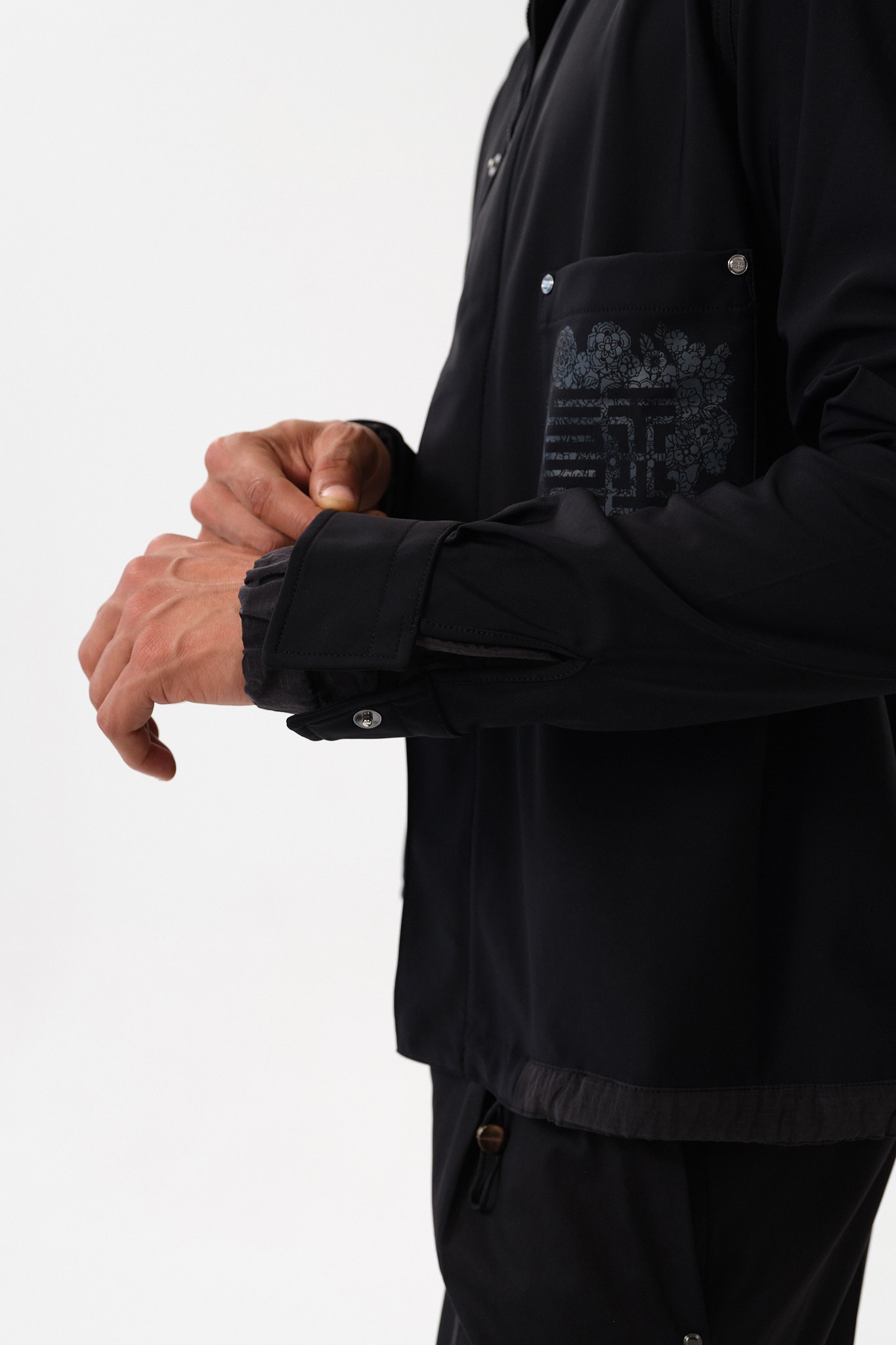 Modern Fit Jacket with Printed Pocket Detail - Black