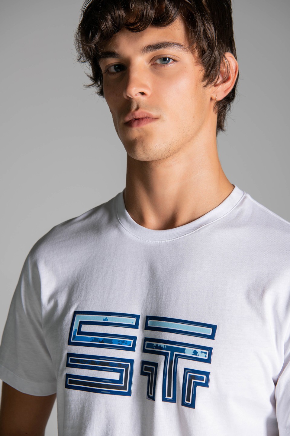ST Monogram Jel Baskı Detaylı T-Shirt - White