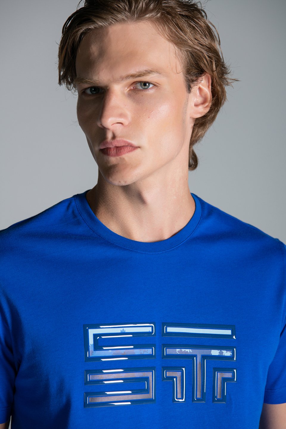 ST Monogram Jel Baskı Detaylı T-Shirt - Navy Blue