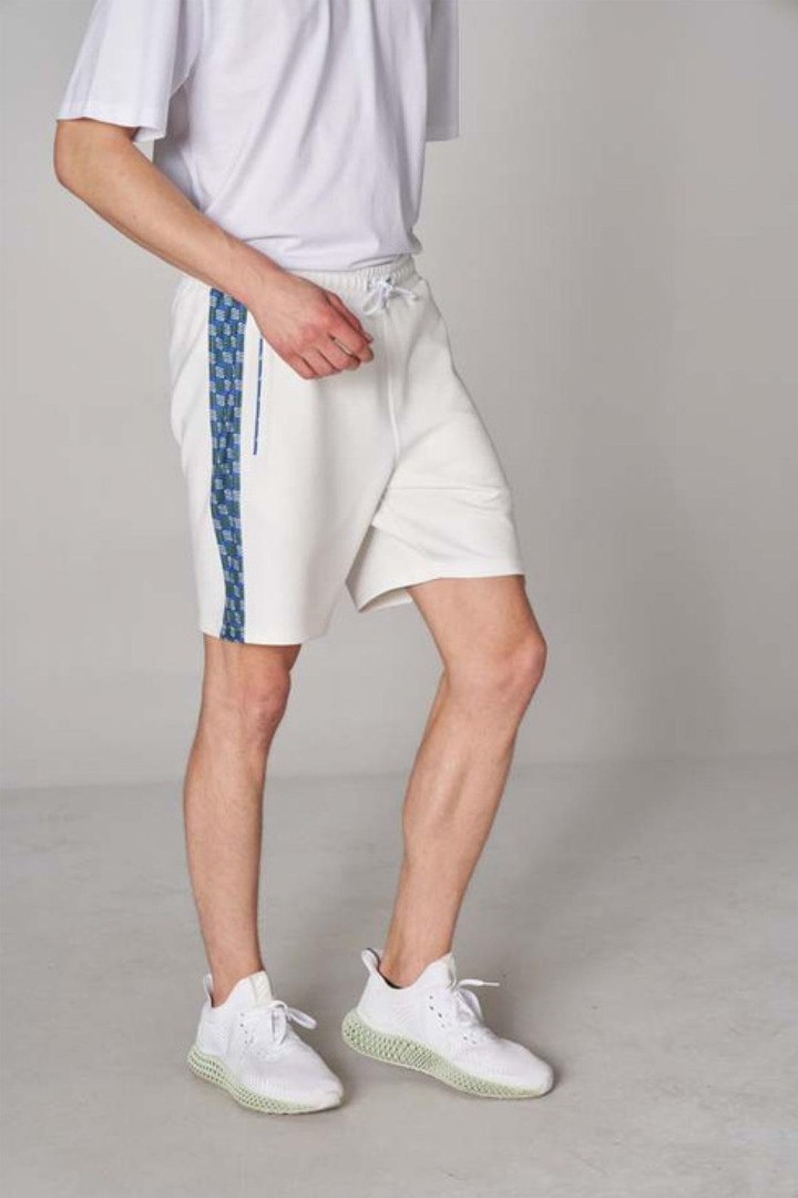 Iconic Monogram and Cubic Detail Relaxed Fit Shorts - White
