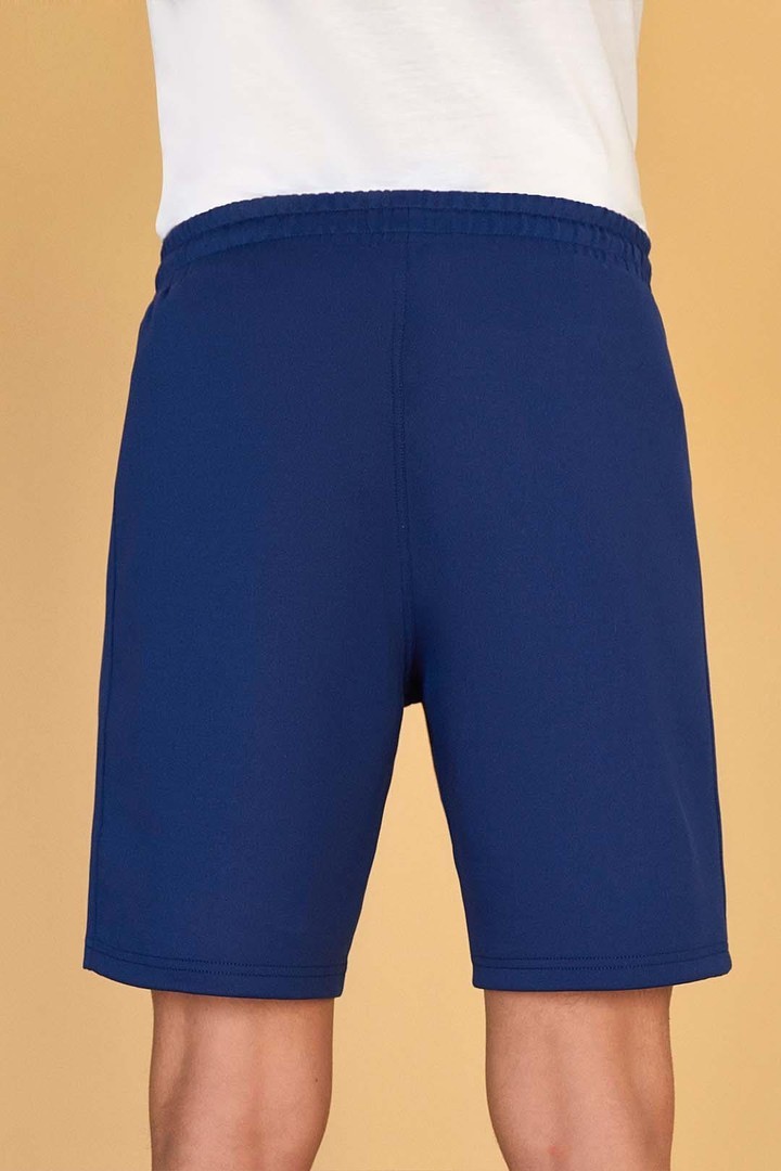 İkonik Kubik Detaylı Modern Fit Şort - Lacivert