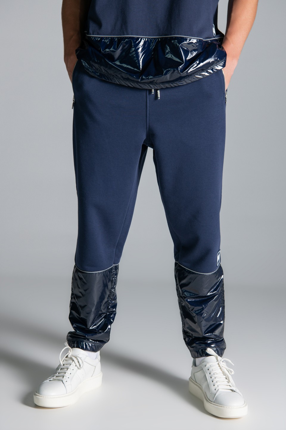 Parlak Dokuma Kumaş Detaylı Eşofman Alt - Navy Blue