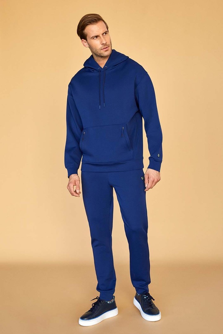 Iconic Cubic Detail Oversized Sweatshirt - Navy Blue