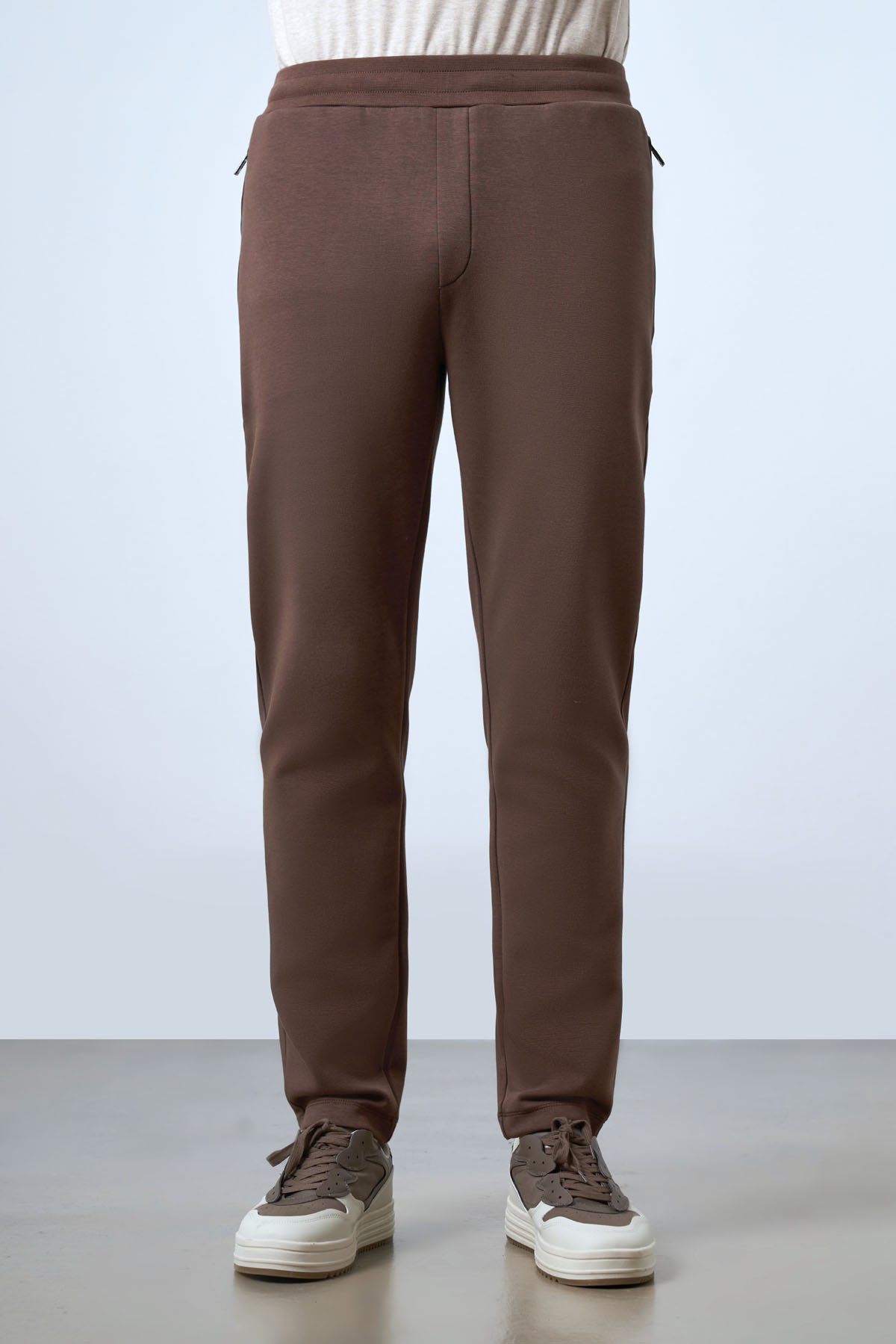 Men's Zip-Up Pocketed Sweatpants - Brown