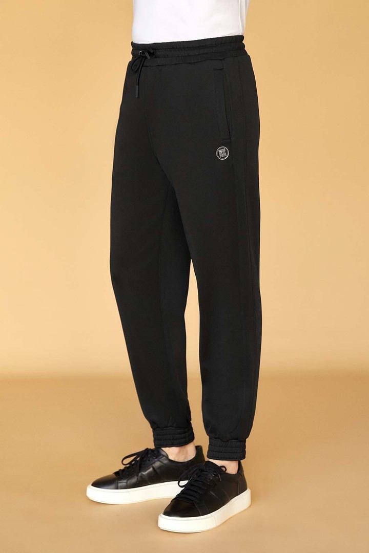 İkonik  Monogram Detaylı Modern Fit Eşofman Altı - Siyah