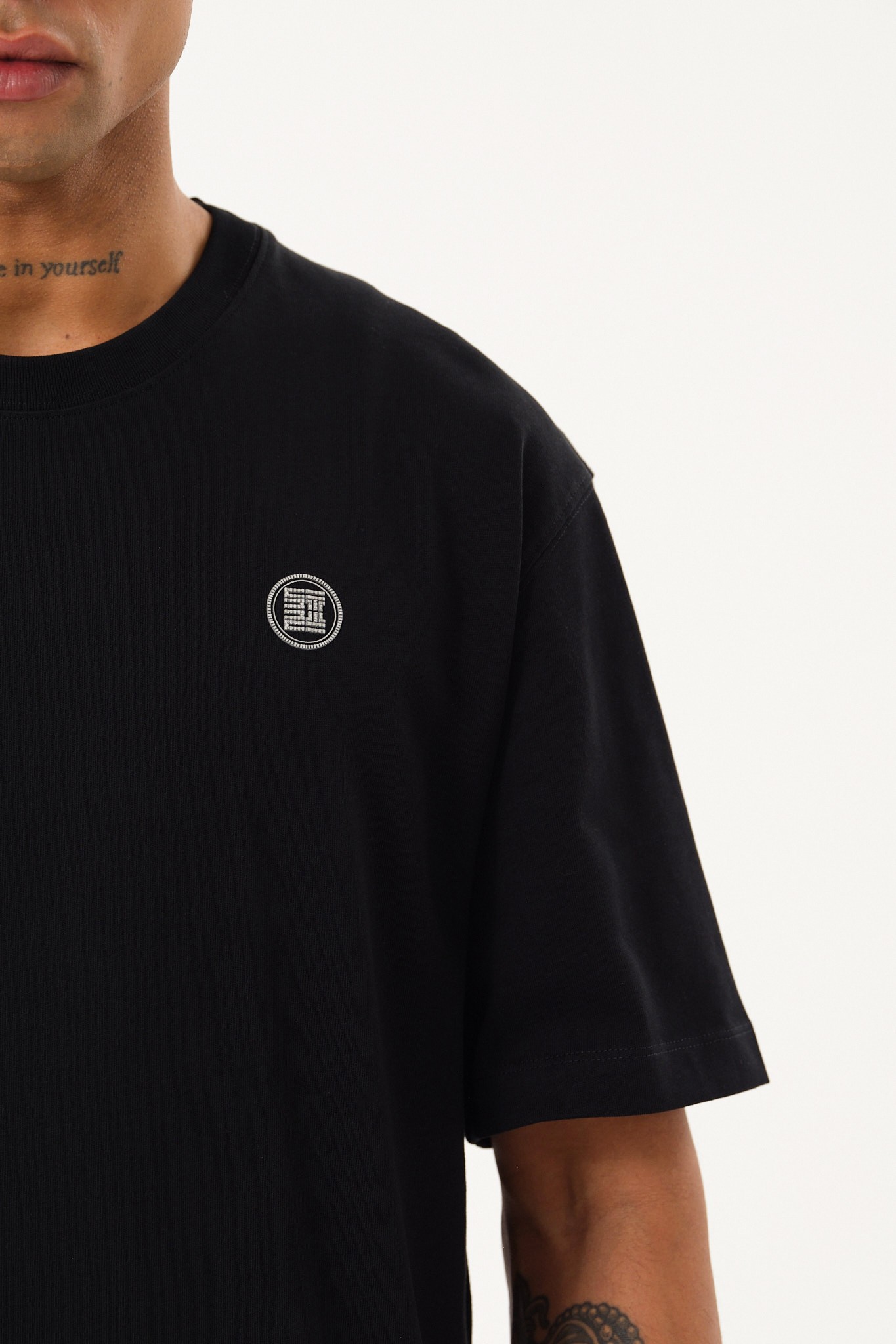 Erkek Oversize Bisiklet Yaka T-Shirt - Black