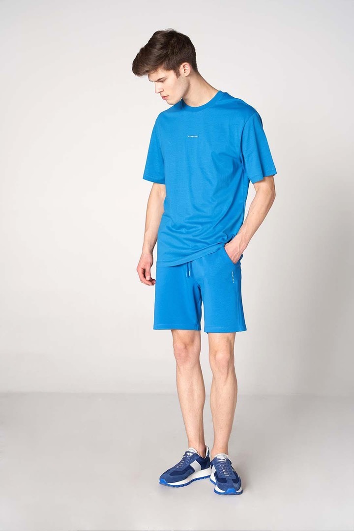Yan Sportempt Nakış Detaylı Relaxed Fit Şort - Turkuaz