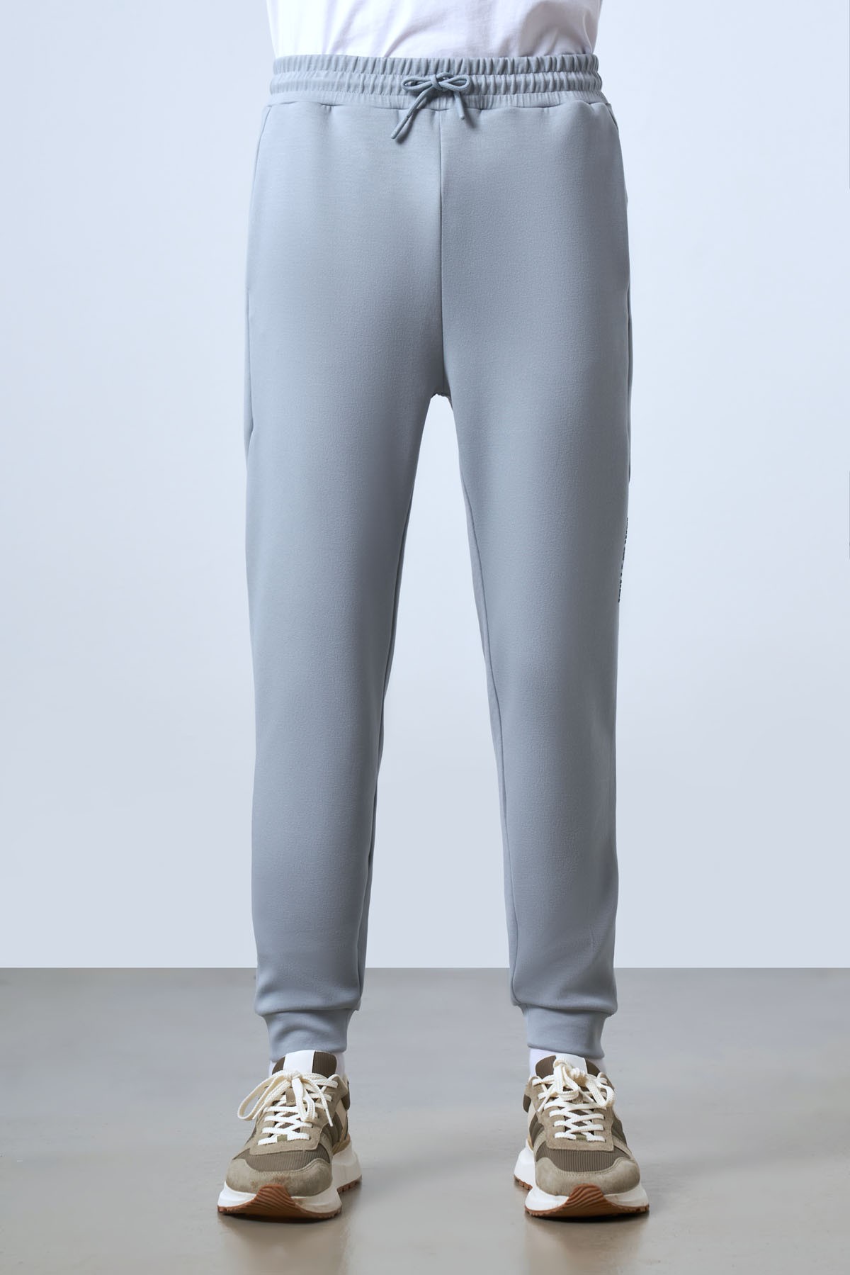 Men's Cuffed Sweatpants with Side Stripes and Elastic Waistband