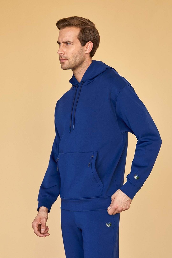 Iconic Cubic Detail Oversized Sweatshirt - Navy Blue