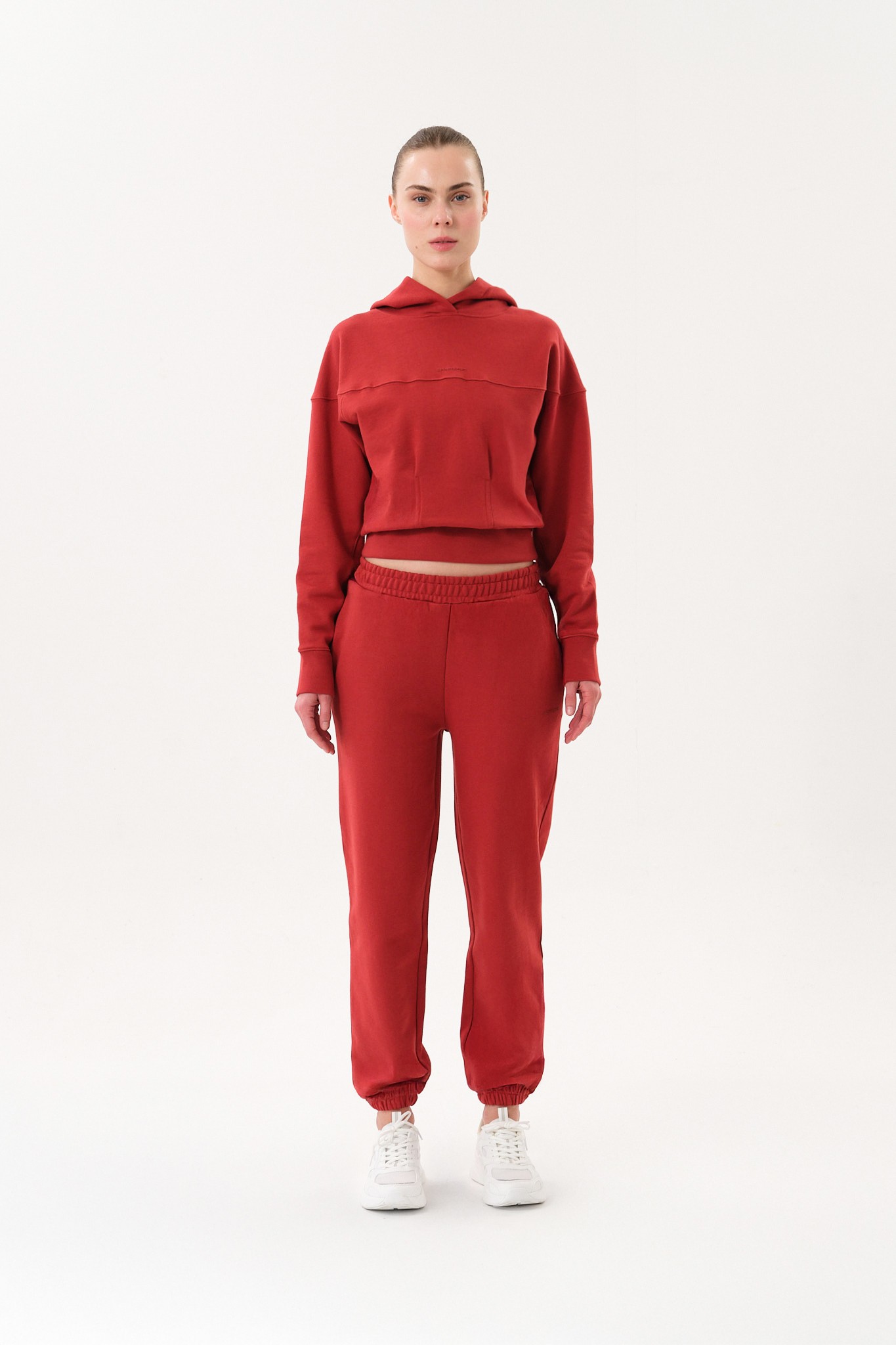 Crop Kadın Hoodie - Kiremit