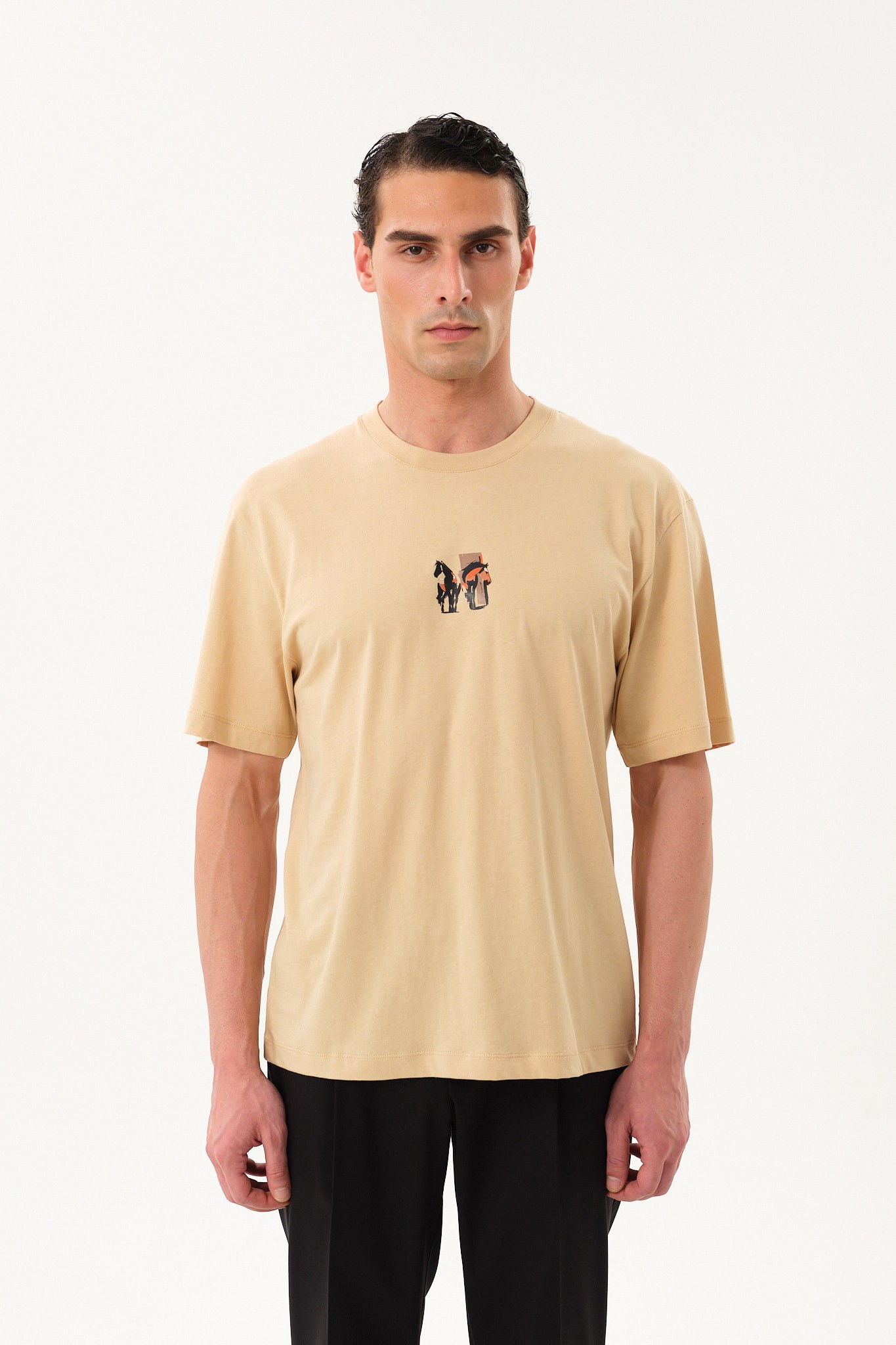 Grafik Baskı Detaylı Erkek Oversize T-Shirt