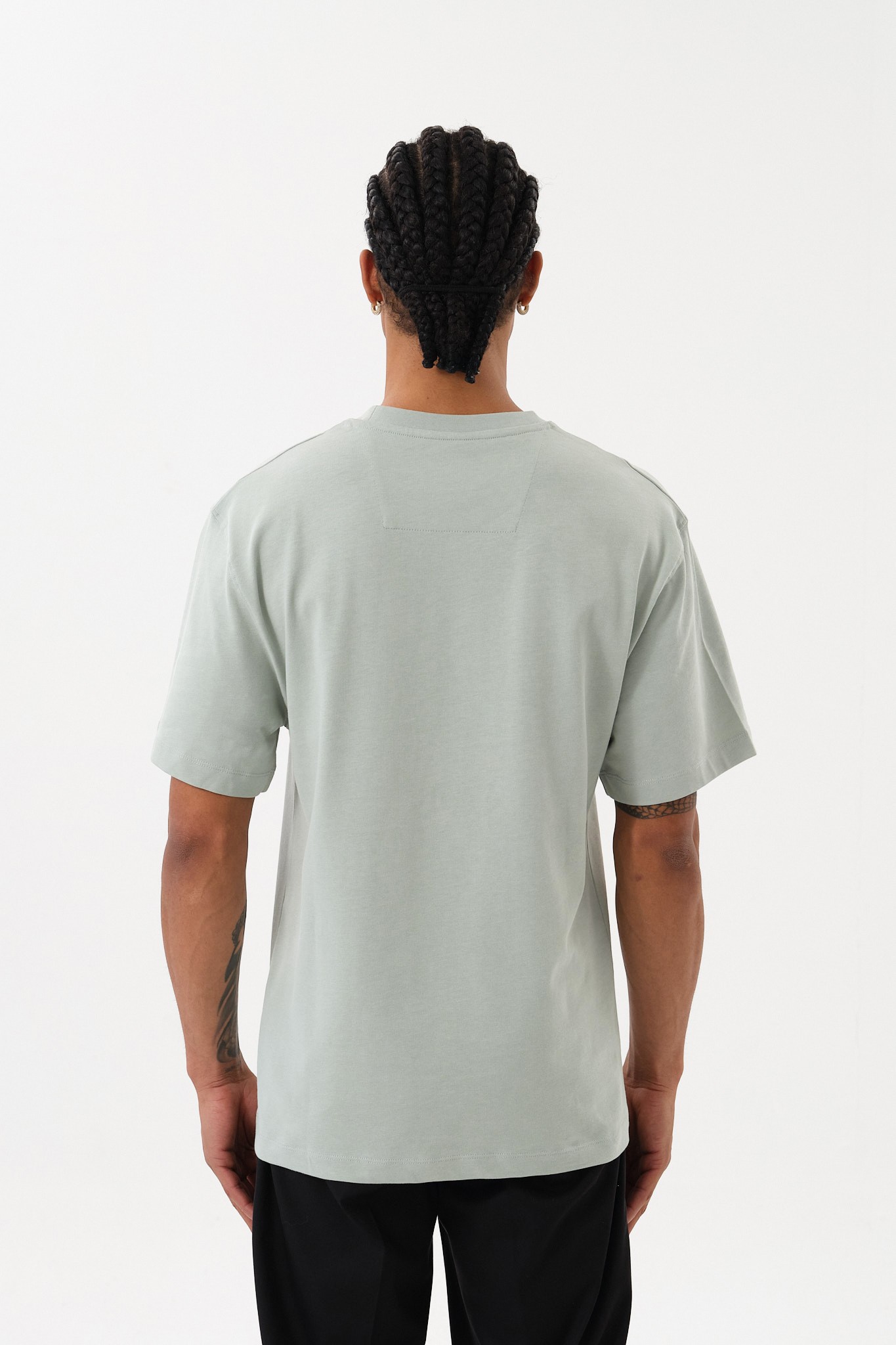 Erkek Oversize Bisiklet Yaka T-Shirt - Açık Yeşil