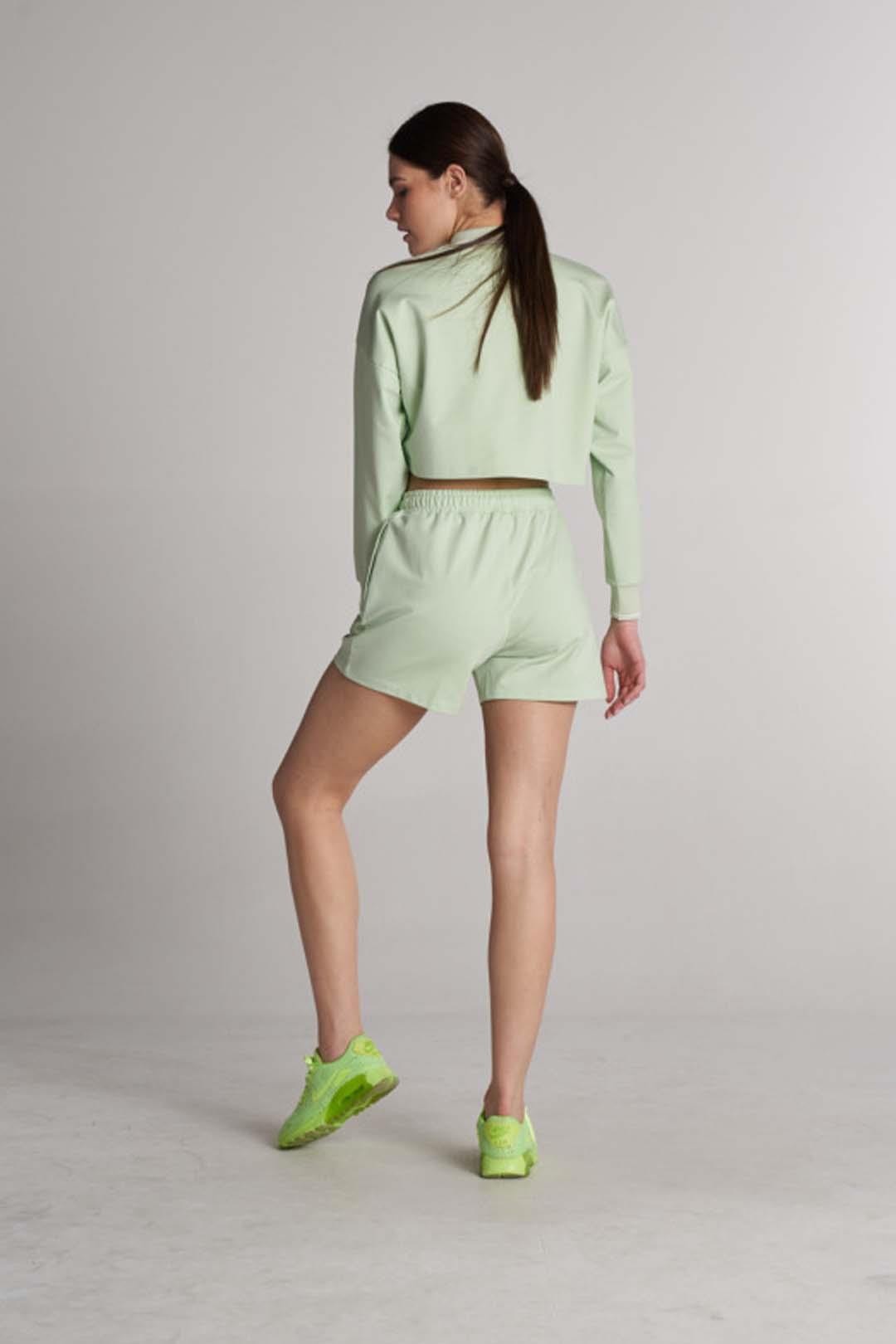 Gofre Baskı Detaylı Modern Fit Şort - Yeşil