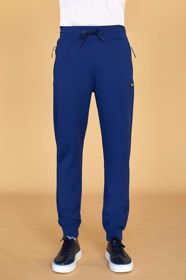 Iconic Cubic Detail Relaxed Fit Sweatpants - Navy Blue