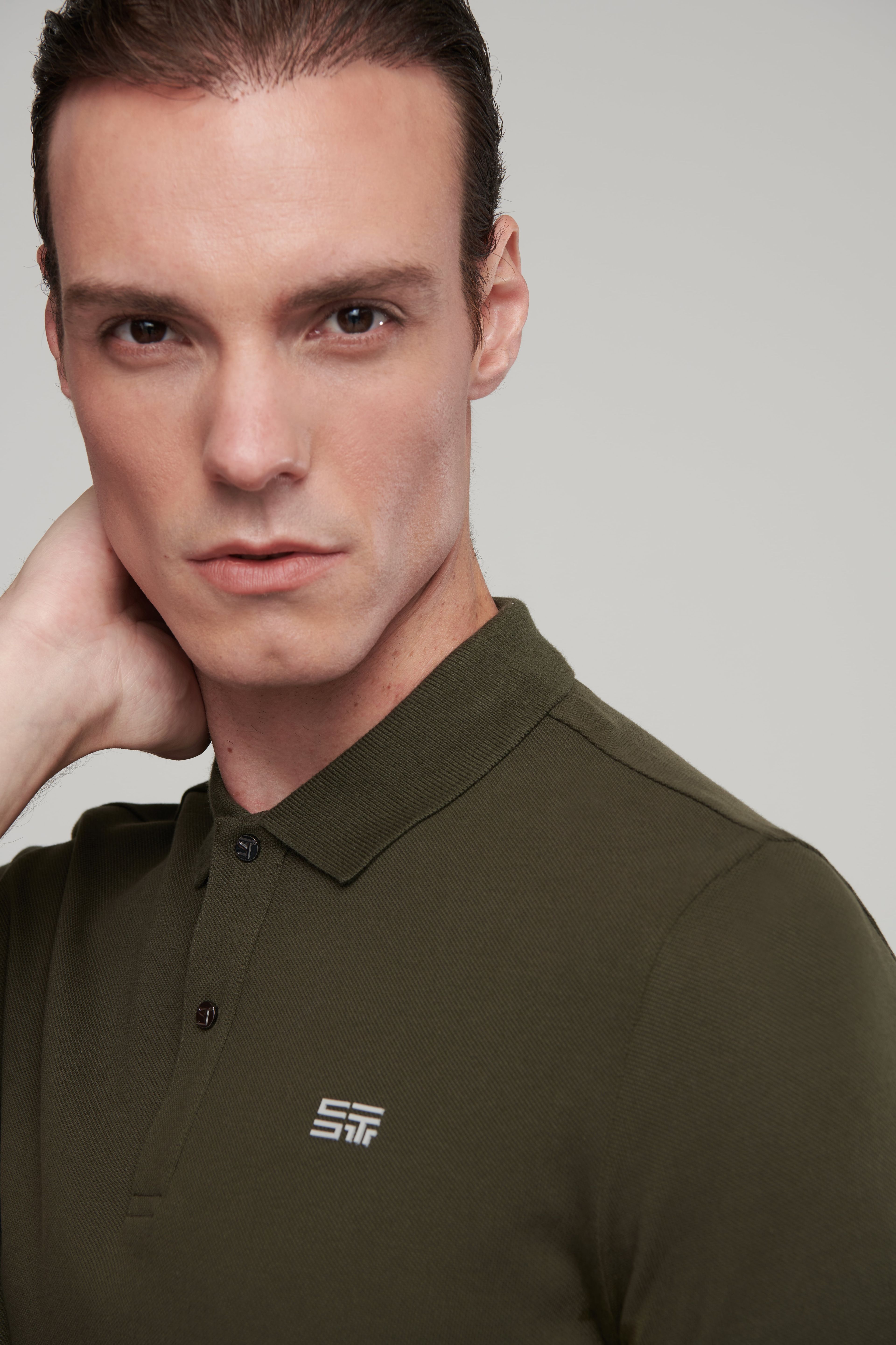 Monogram Baskı Detaylı Polo T-Shirt - Khaki